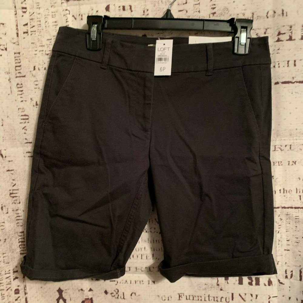 NWT Ann Taylor Loft Charcoal BERMUDA shorts